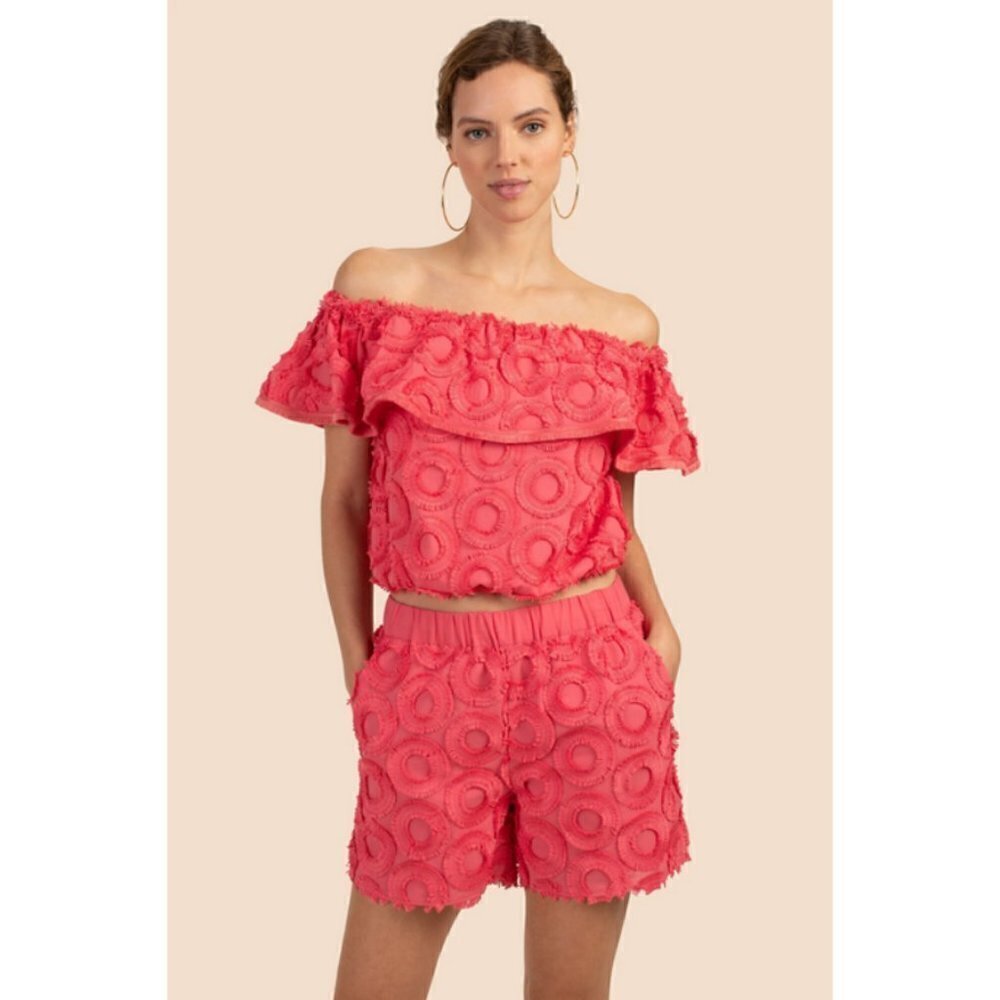 💕TRINA TURK💕 Veranda Top ~ Vista Voile Watermelon Red Medium M NWT
